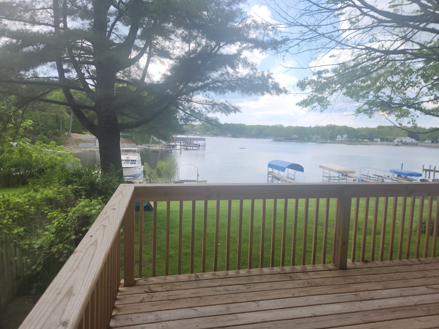 Private dock on Spring Lake looking back at the house